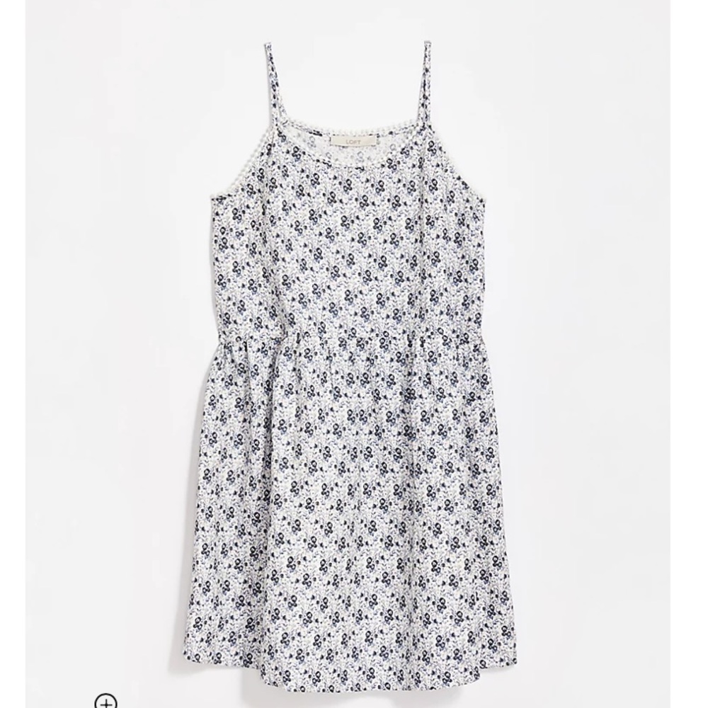 LOFT blue floral “Lacey” dress strappy swingy & NWT. Size M